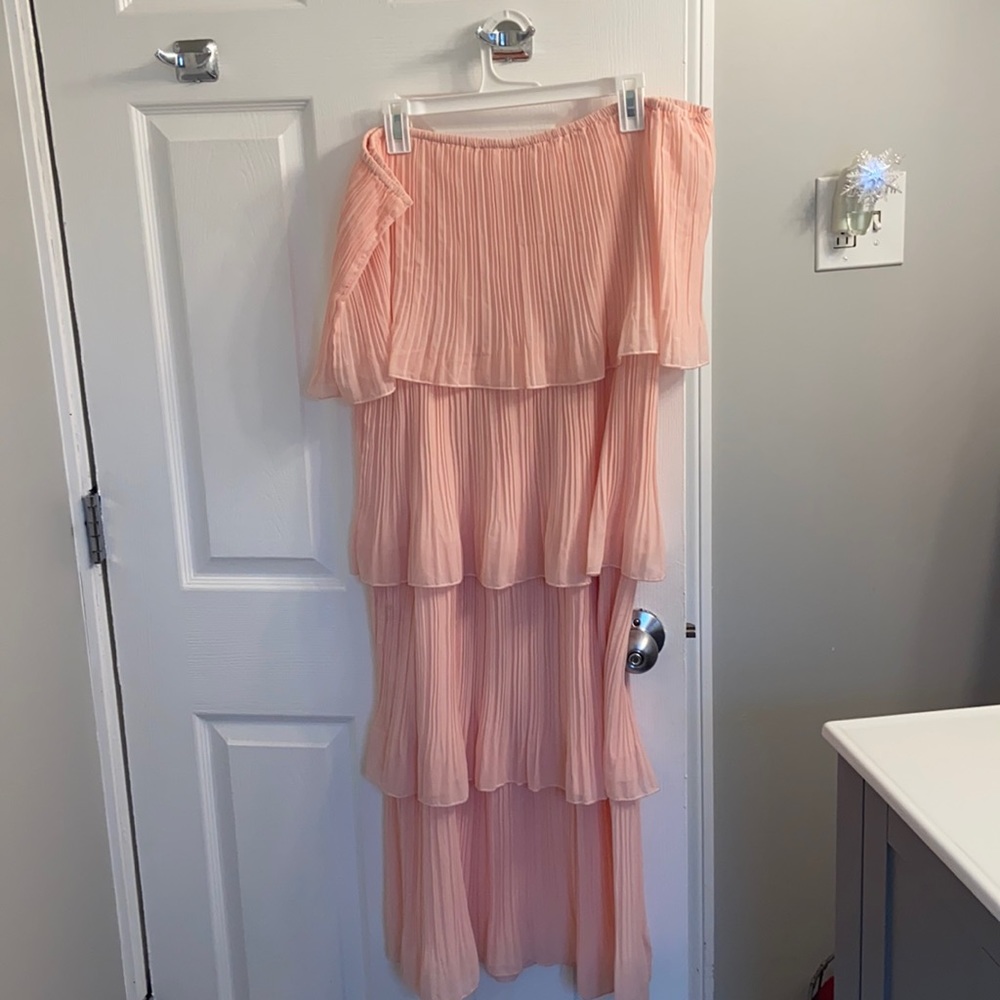 Pink Ruffle off the shoulder dress